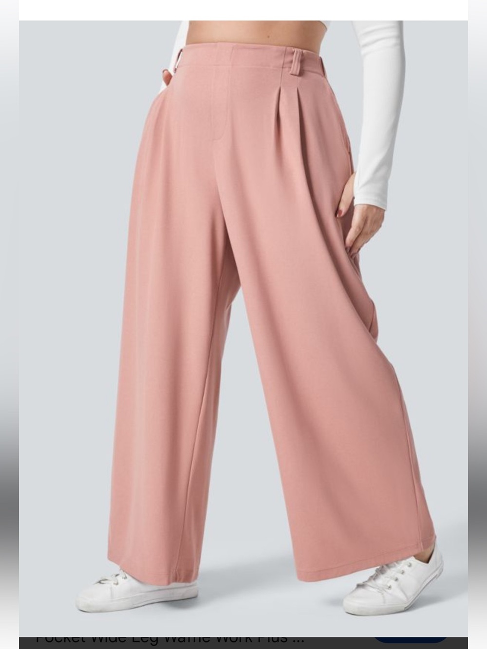 Halara Flex™ High Waisted Pocket Wide Leg Waffle Work Plus Size Pants medium